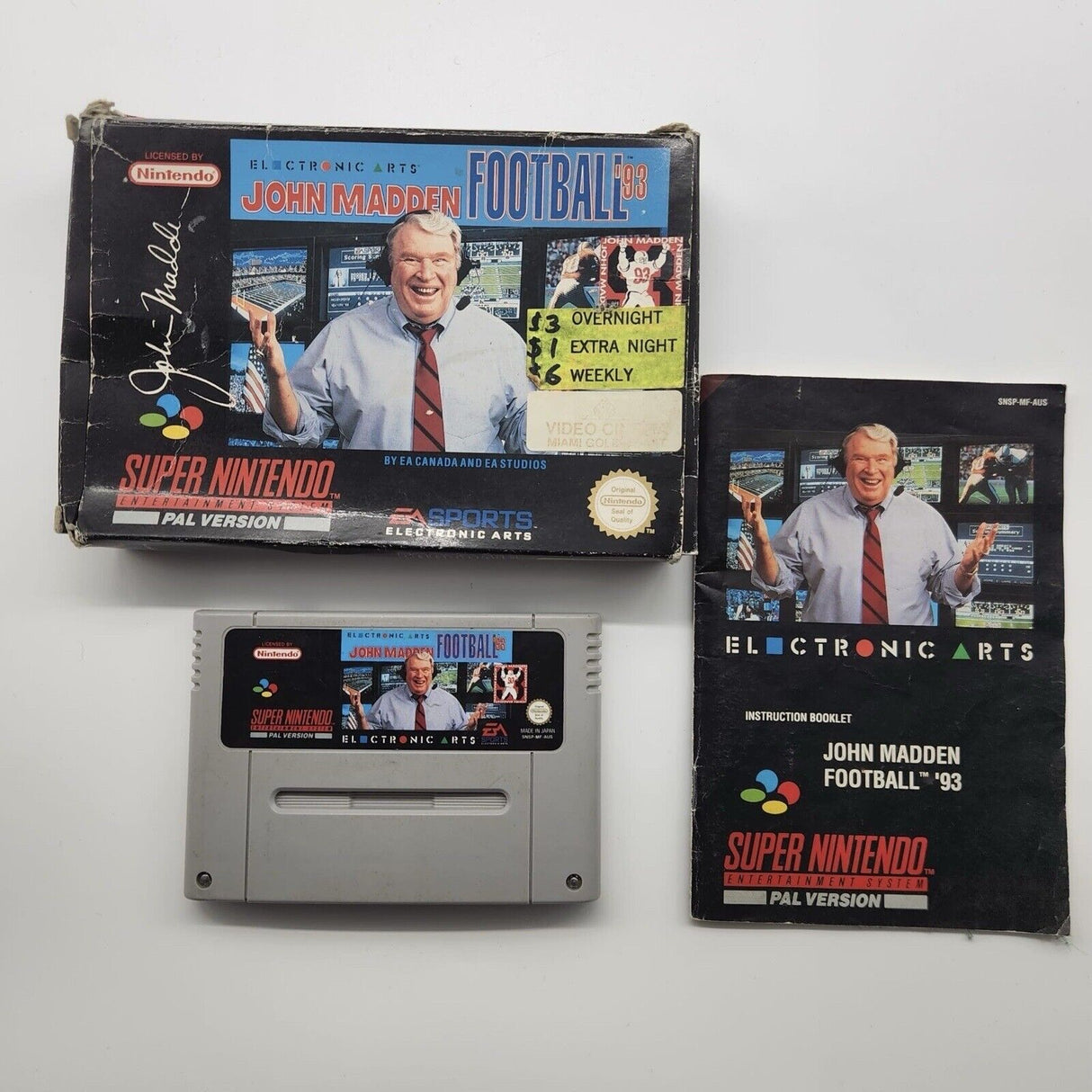 John Madden Football '93 Super Nintendo SNES Game Boxed + Manual PAL
