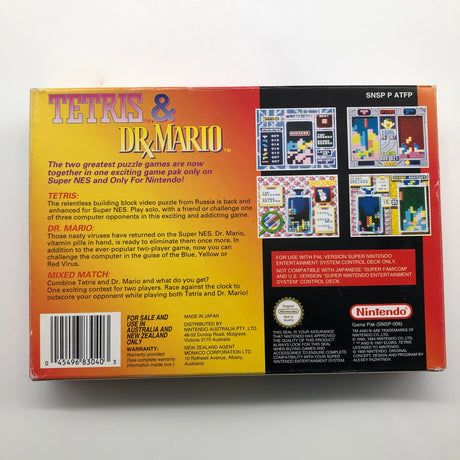 Tetris and Dr. Mario Super Nintendo SNES Game Boxed Complete PAL
