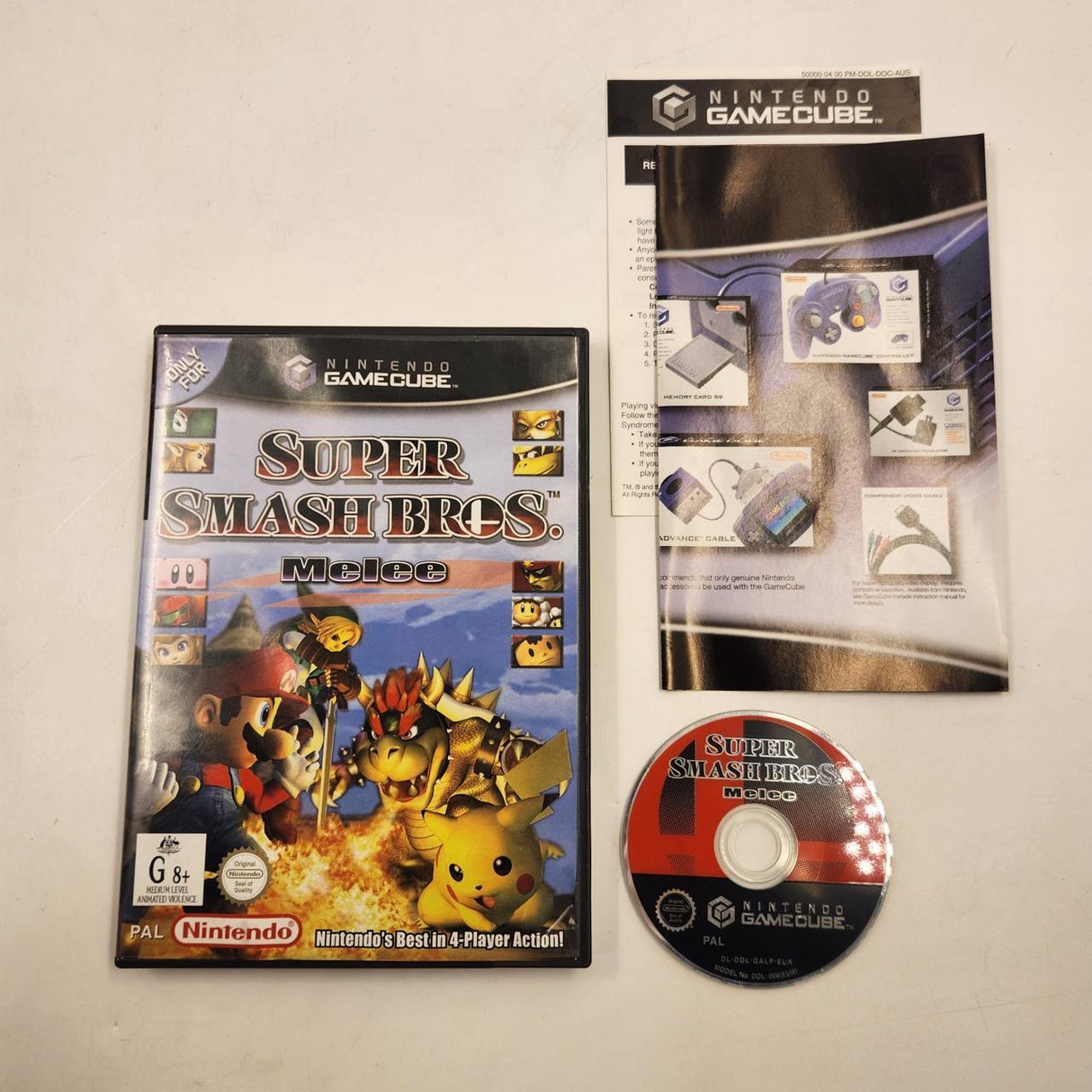 Super Smash Bros Melee Nintendo Gamecube Game + Manual PAL