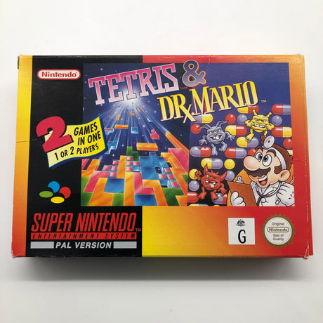 Tetris and Dr. Mario Super Nintendo SNES Game Boxed Complete PAL