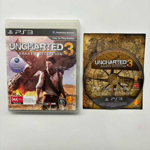 Uncharted 3 III Drake's Deception PS3 Playstation 3 Game + Manual 05A4
