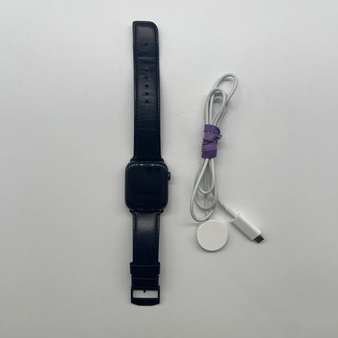 Apple Watch Series SE GPS 44MM Black Aluminium Leather Band 05A4