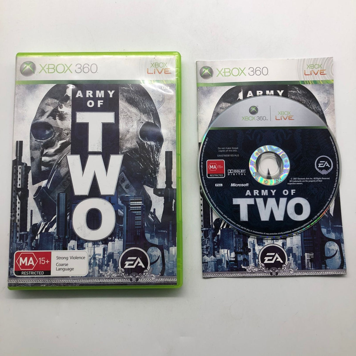 Army Of Two Xbox 360 Game + Manual PAL 25AU4