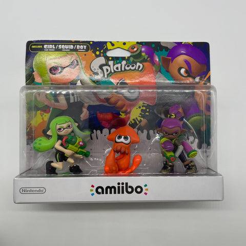 Amiibo Splatoon Green Girl Orange Squid Purple Boy Triple Pack Figures 05A4