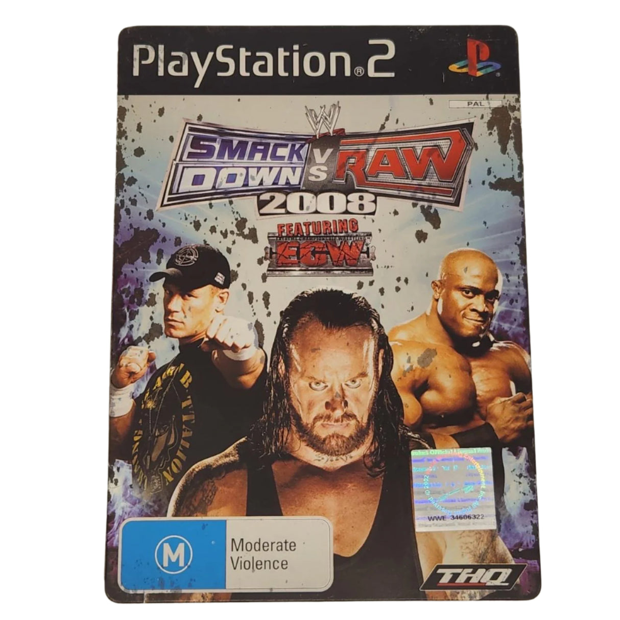 WWE Smackdown Vs Raw 2008 Steelbook PS2 Playstation 2 Game + Manual PAL