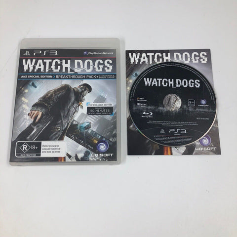 Watch Dogs PS3 Playstation 3 Game + Manual 17m4