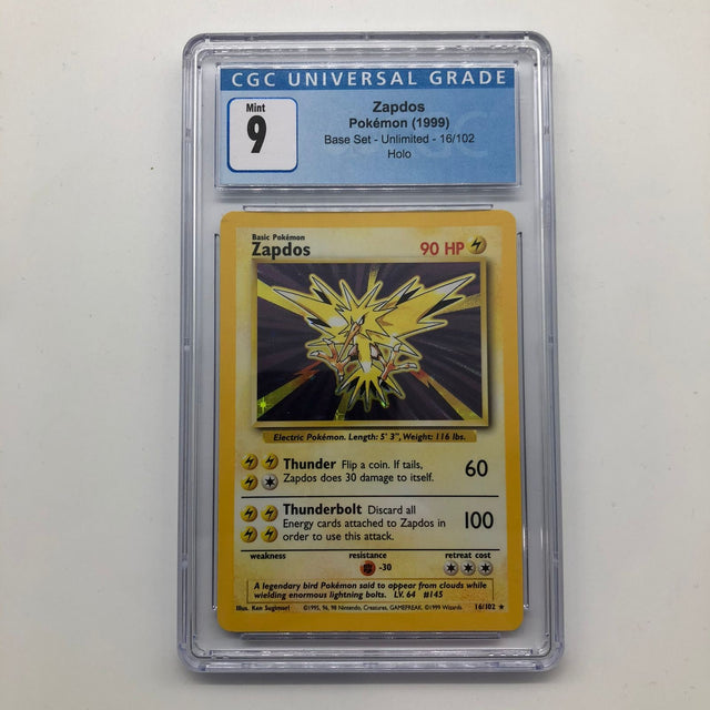 Zapdos Pokemon Card 16/102 Base Set Holo Rare Graded CGC 9-Trippy Trades