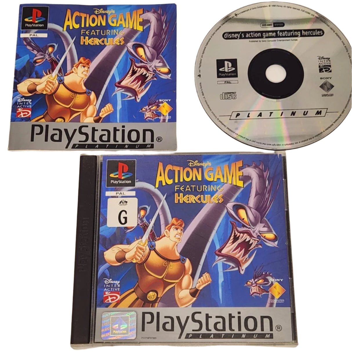 Disney's Action Game Featuring Hercules PS1 Playstation 1 Game + Manual PAL