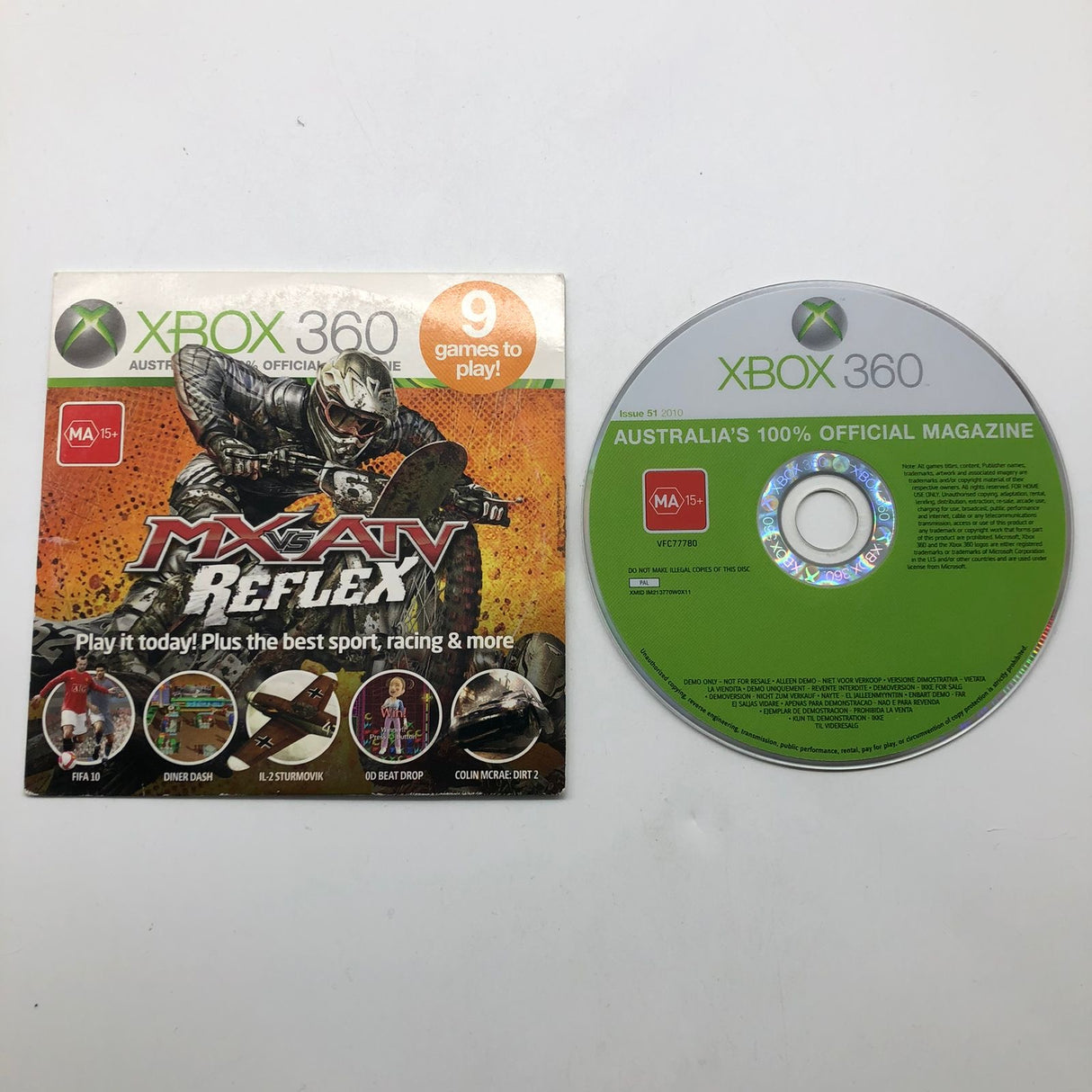 MX vs ATV Reflex Xbox 360 Disc + Manual PAL 25AU4