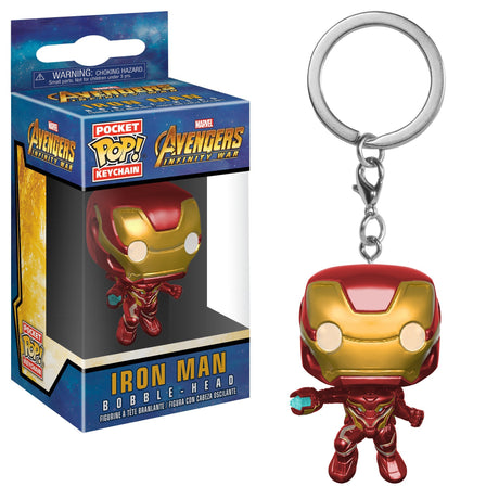 Marvel Avengers Infinity War Iron Man Bobble Head Pocket Funko Pop Vinyl Figure Keychain