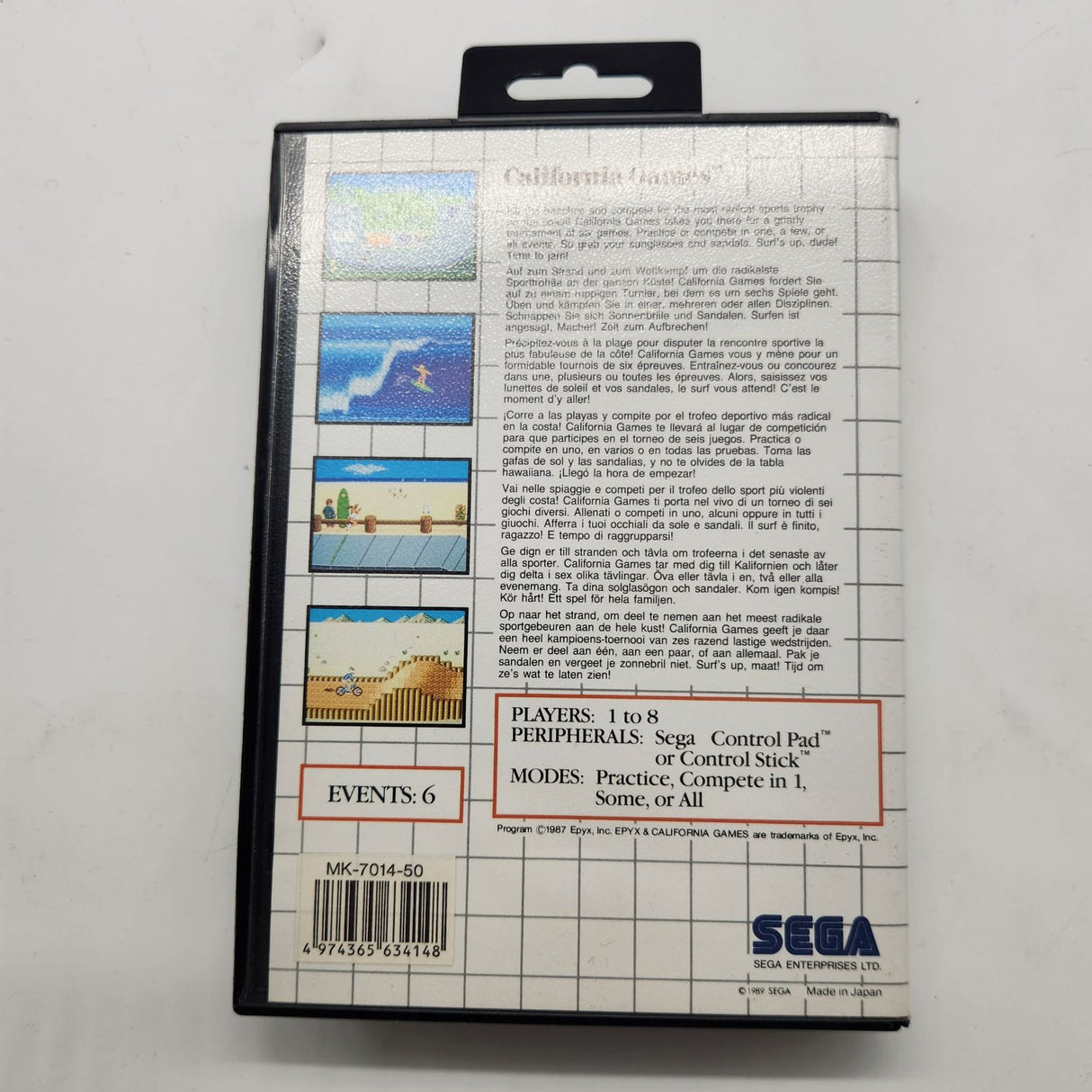 Sega California Games Sega Master System Game PAL