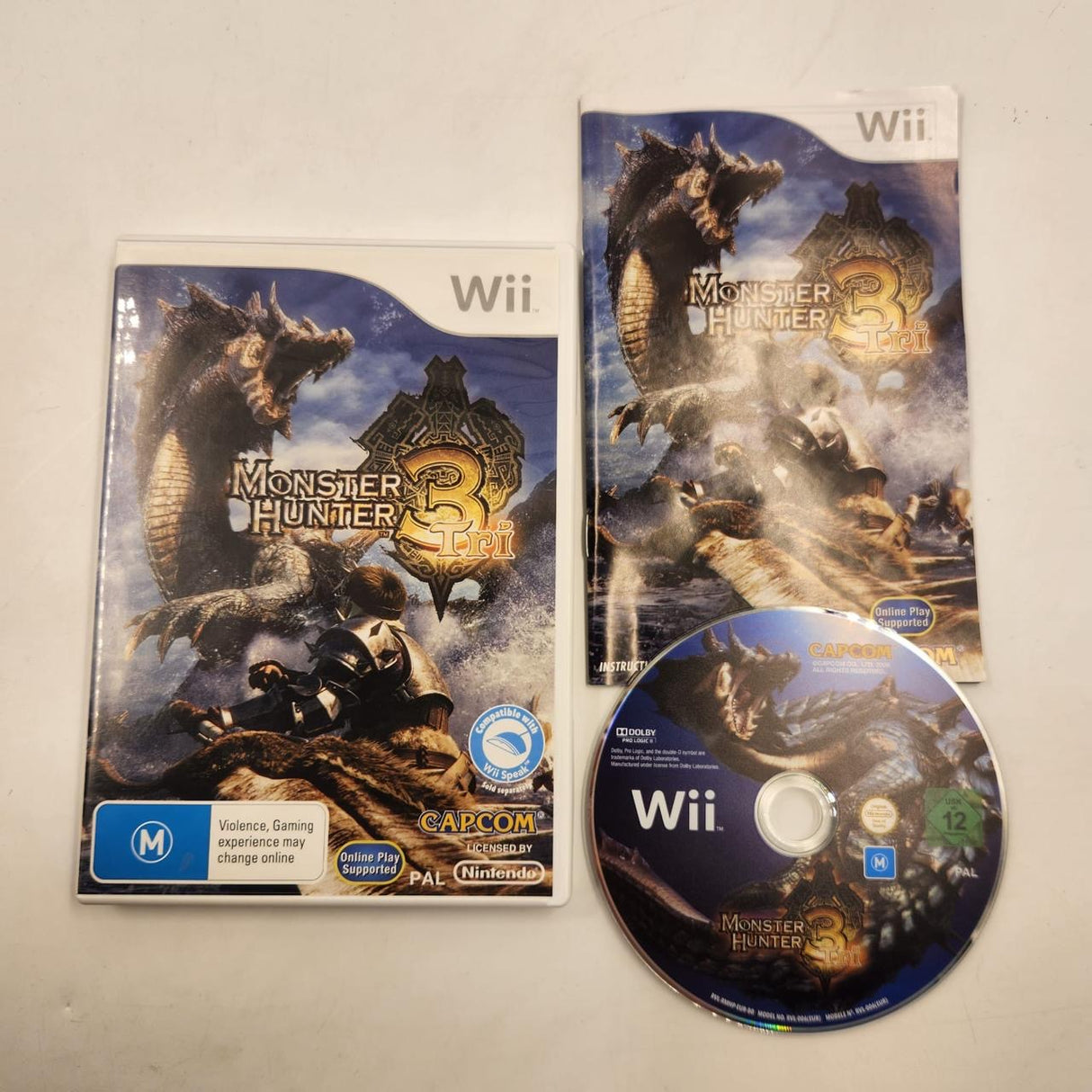 Monster Hunter 3 Tri Nintendo Wii Game + Manual PAL