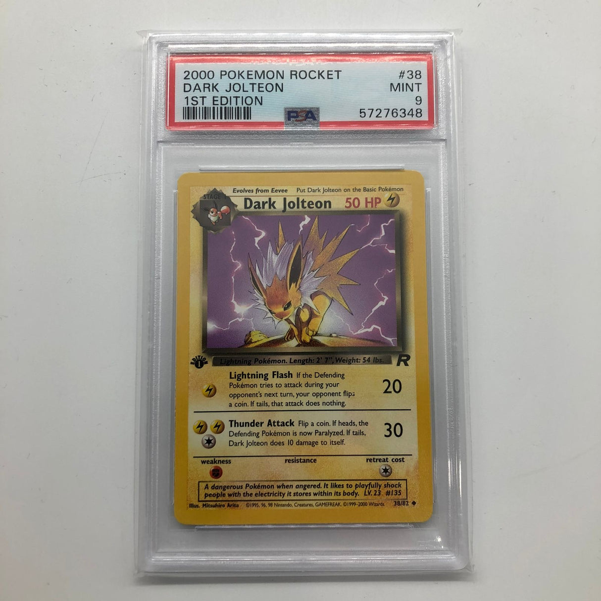Dark Jolteon Pokemon Card 38/82 Rocket Graded PSA 9-Trippy Trades