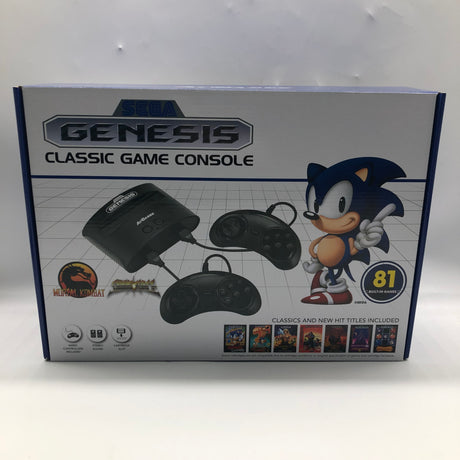 Sega Mega Drive / Genesis Classic Game Console with 81 Built-in Games Black Boxed