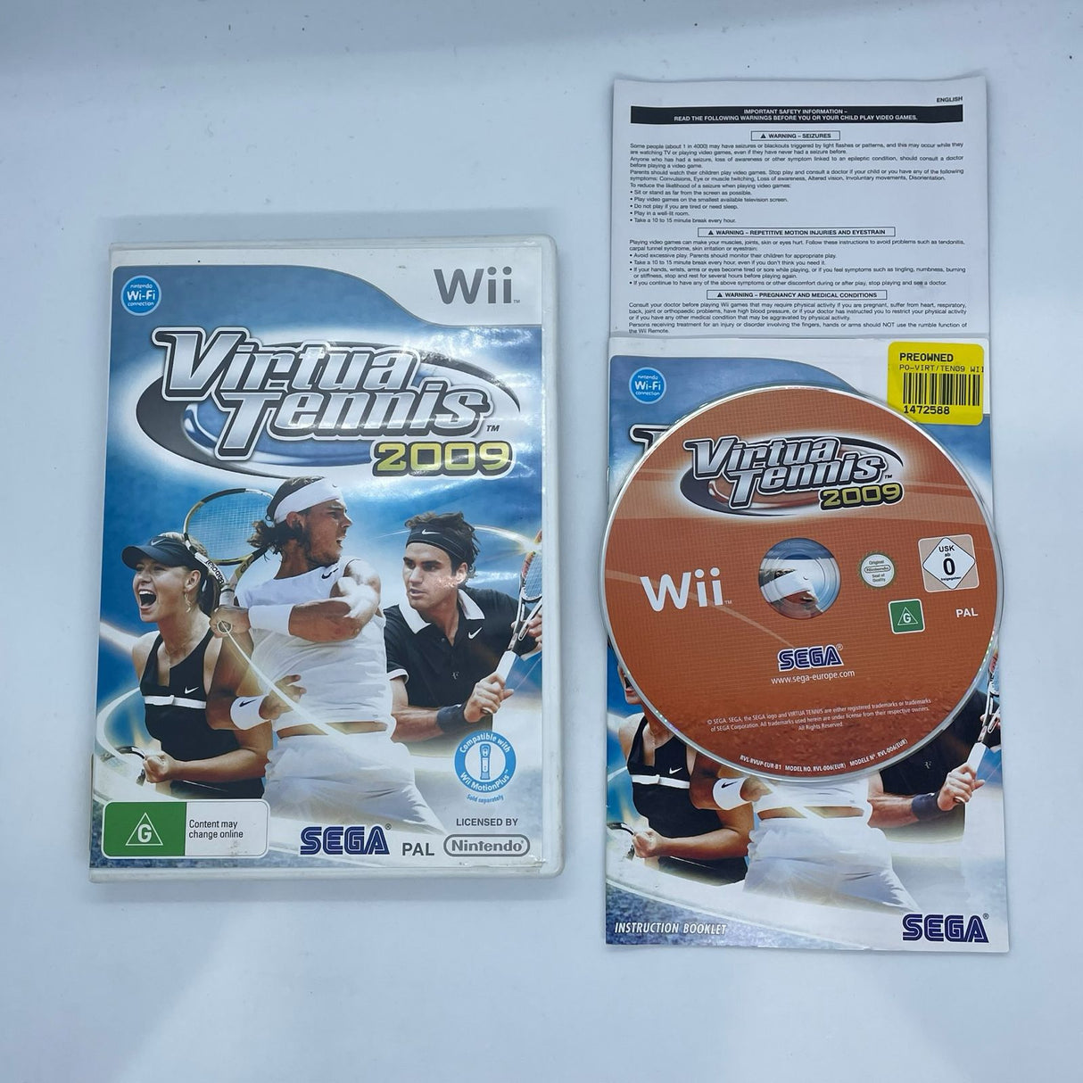 Virtua Tennis 2009 Nintendo Wii Game PAL-Trippy Trades