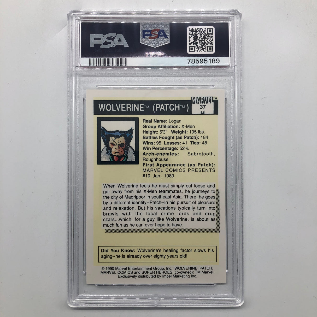 Marvel Comics Super Heroes Wolverine #37 Marvel Universe Graded PSA 9 25AU4-Trippy Trades