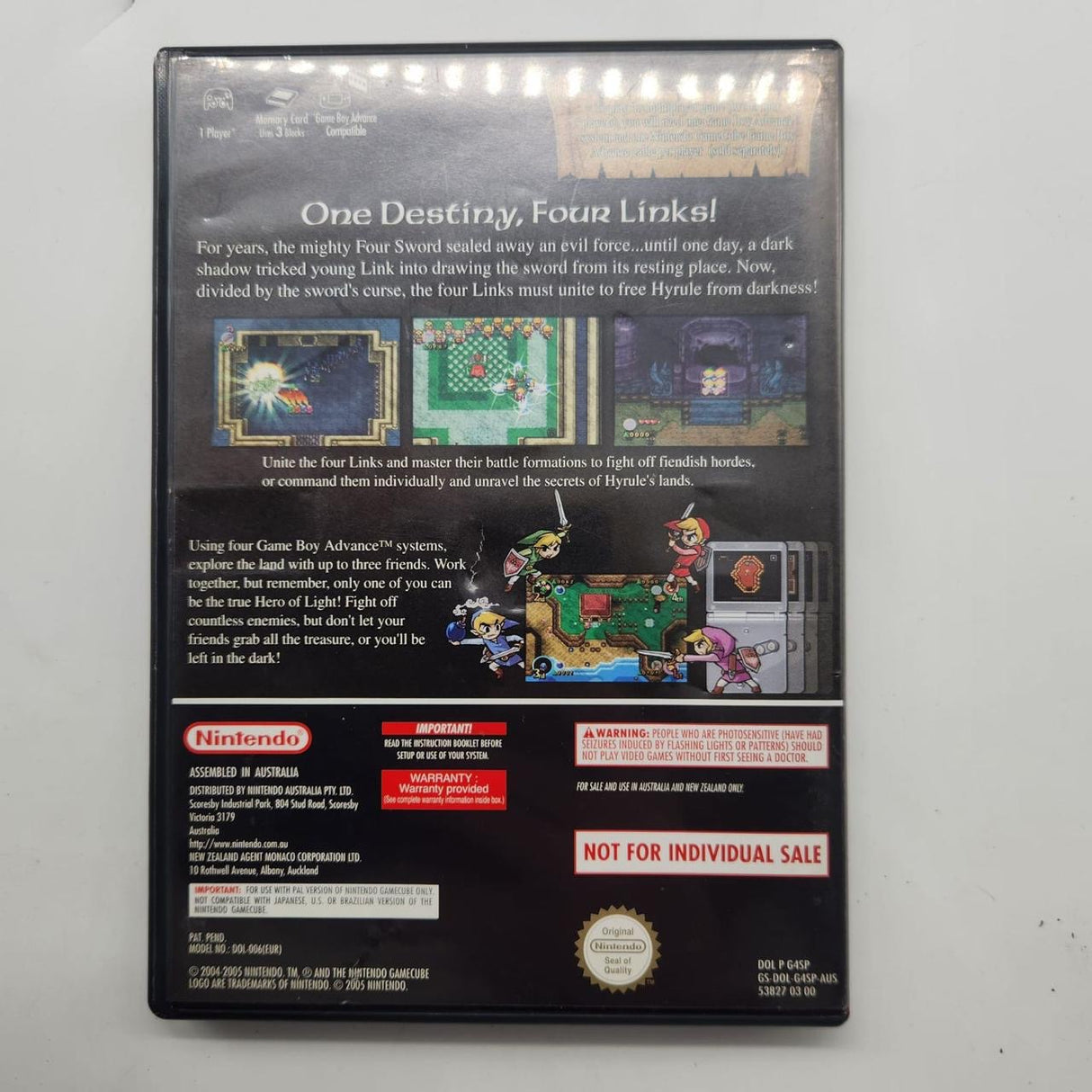 The Legend of Zelda Four Swords Adventures Nintendo Gamecube Game + Manual PAL