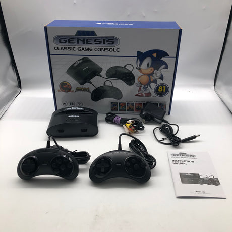 Sega Mega Drive / Genesis Classic Game Console with 81 Built-in Games Black Boxed
