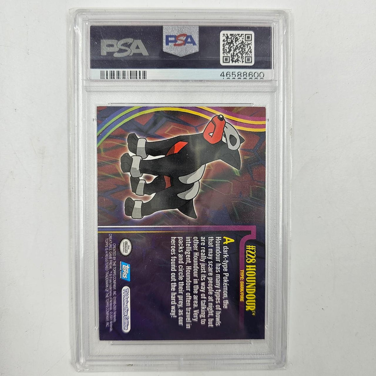 2001 Topps Pokemon Houndour Johto League Champions Pokemon Card #228 PSA Graded 7 07JY4 - Trippy Trades 