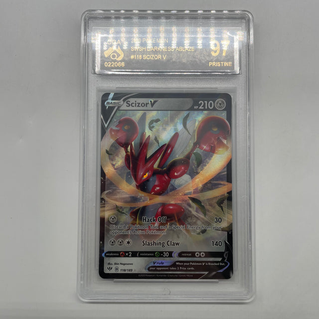 #118 Scizor V 118/189 2020 Pokémon Card Graded CGA 97