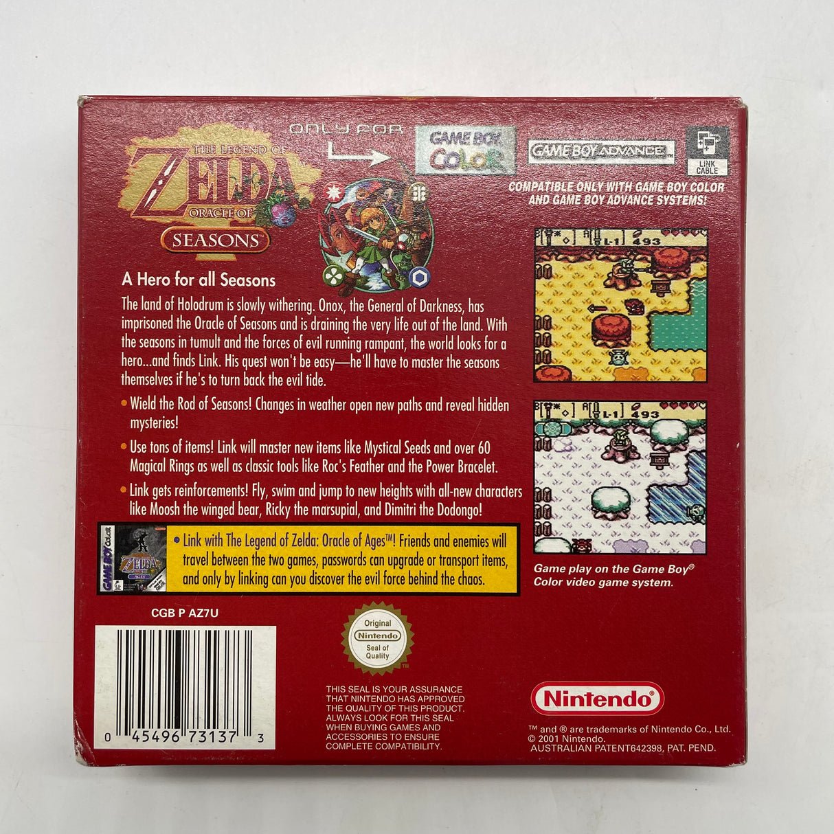 The Legend of Zelda Oracle of Seasons Game Boy Color Boxed Complete