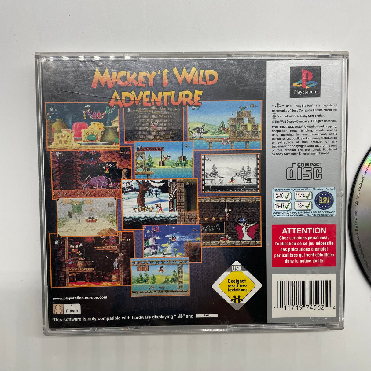 Mickey’s Wild Adventure PlayStation 1 PS1 Game + Manual PAL