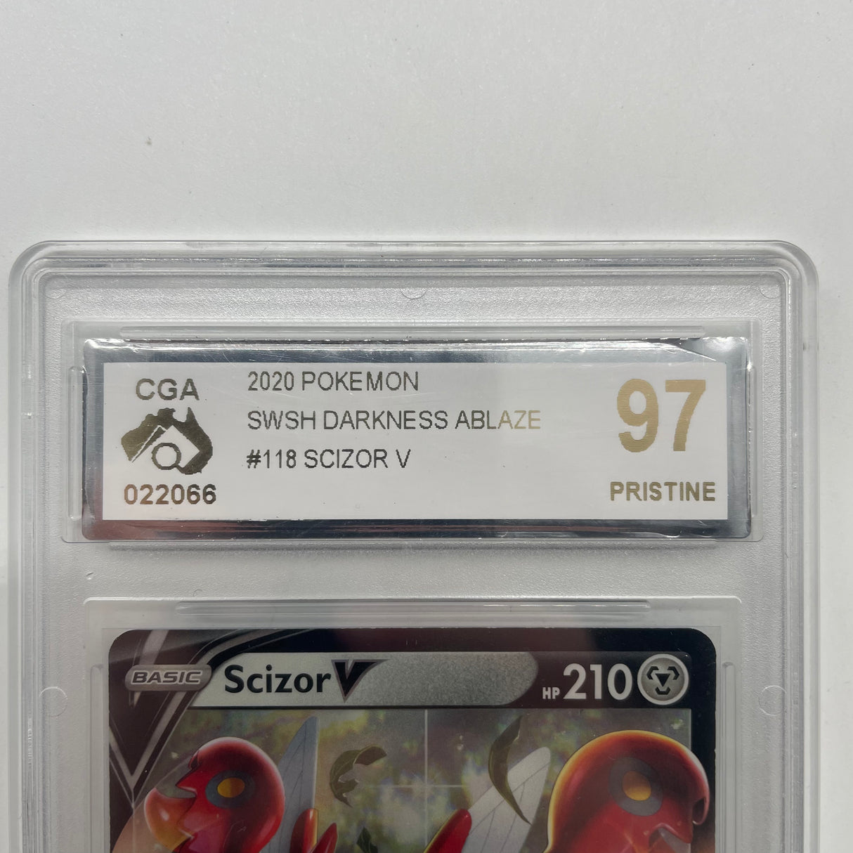 #118 Scizor V 118/189 2020 Pokémon Card Graded CGA 97