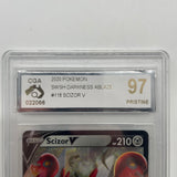 #118 Scizor V 118/189 2020 Pokémon Card Graded CGA 97
