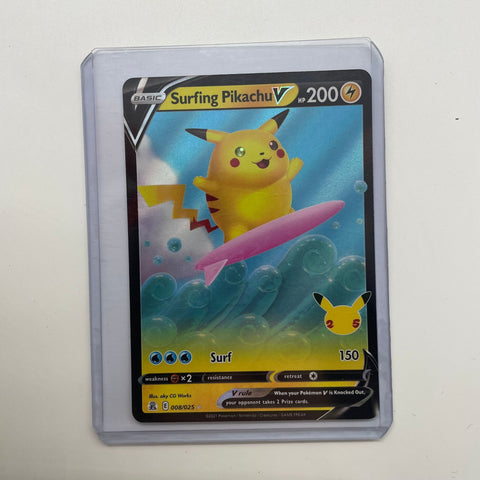 Surfing Pikachu V Pokemon Card 008/025 Celebrations 05A4