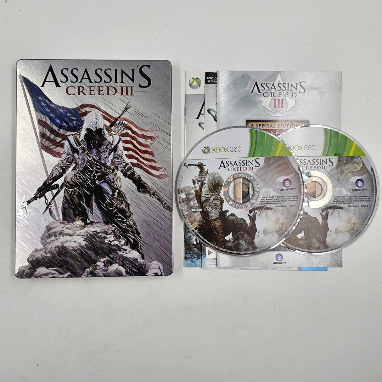 Assassins Creed III Xbox 360 Game + Manual PAL Steelbook Edition