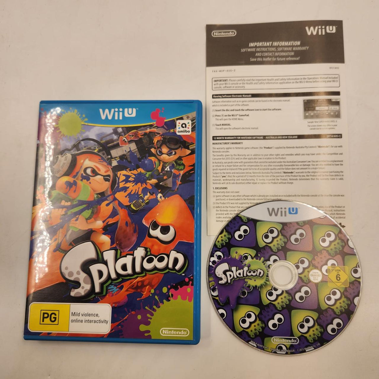 Splatoon Nintendo Wii U Game + Manual PAL