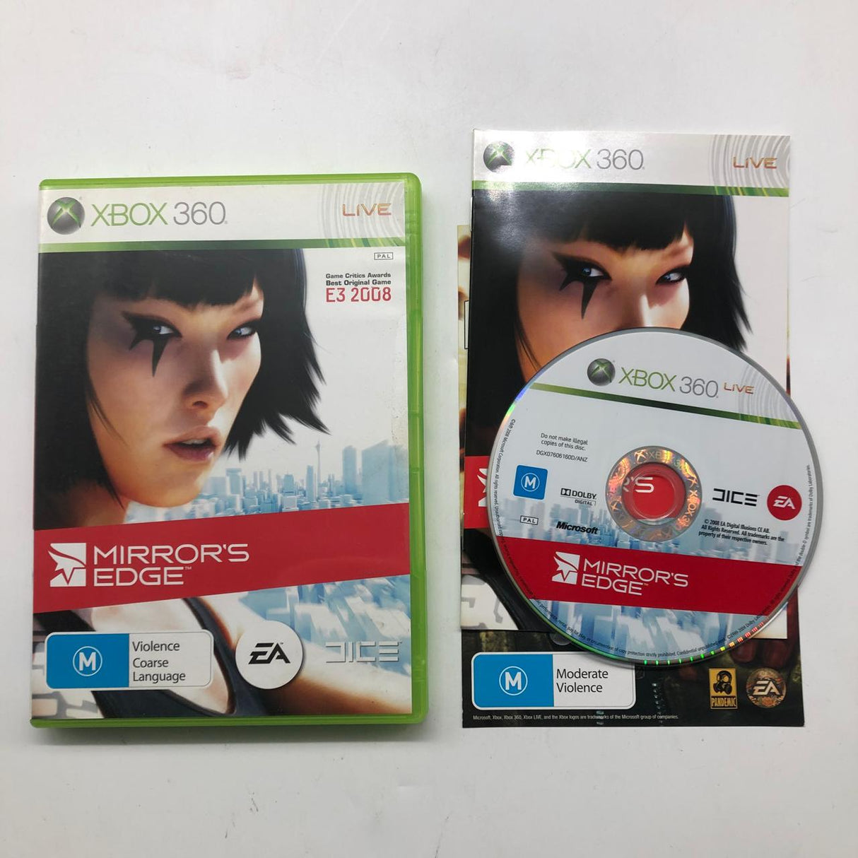 Mirrors Edge Xbox 360 Game + Manual PAL