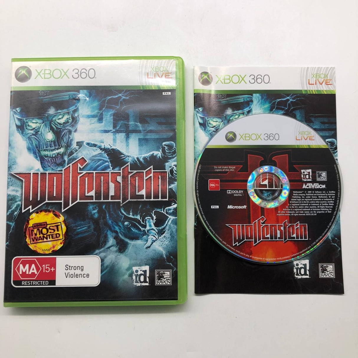 Wolfenstein Xbox 360 Game + Manual PAL