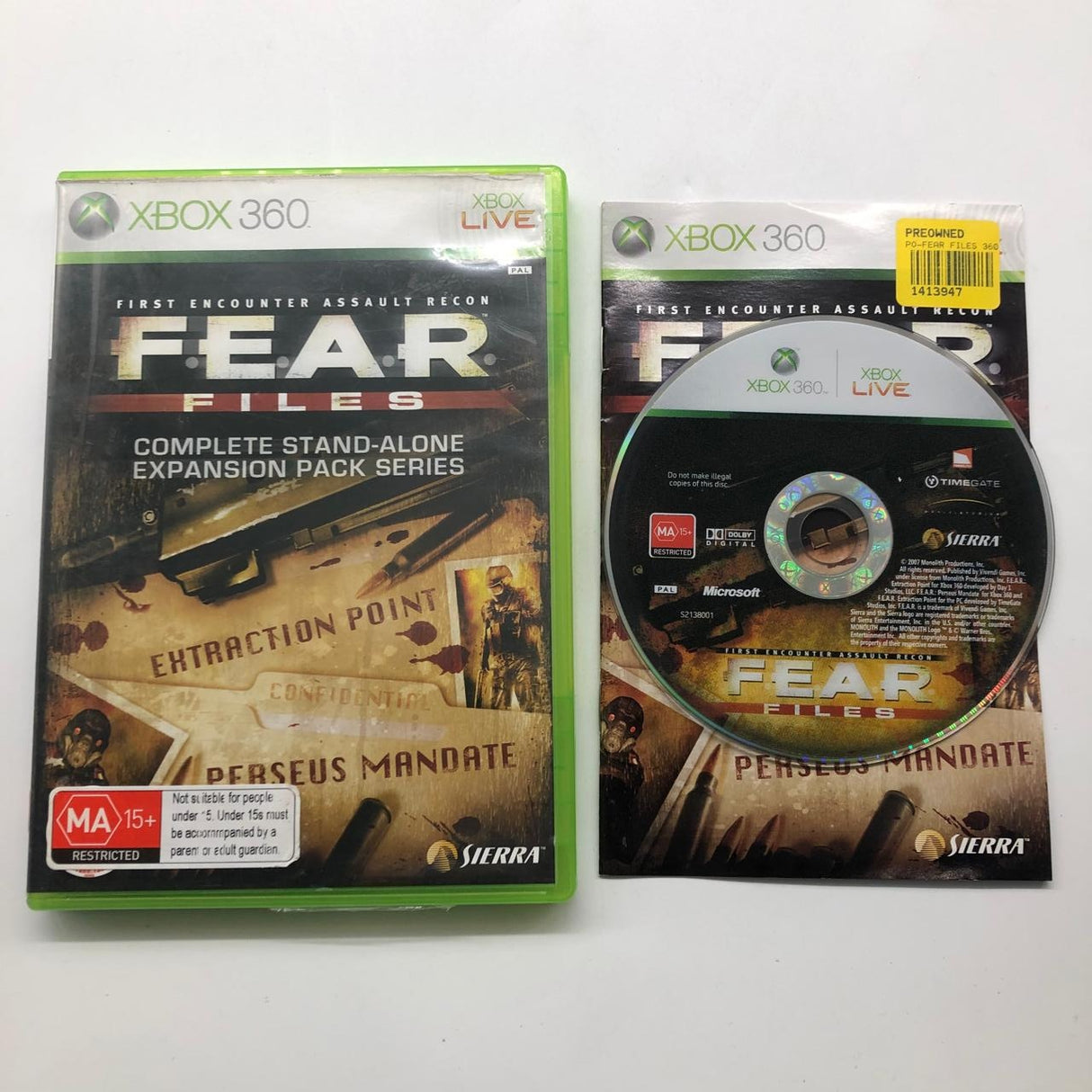 Fear Files Xbox 360 Game + Manual PAL