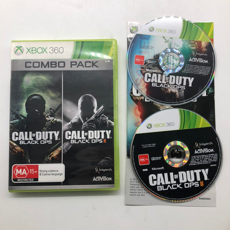 Call Of Duty Black OPS And Black OPS II COD Combo Back Xbox 360 Game + Manual PAL