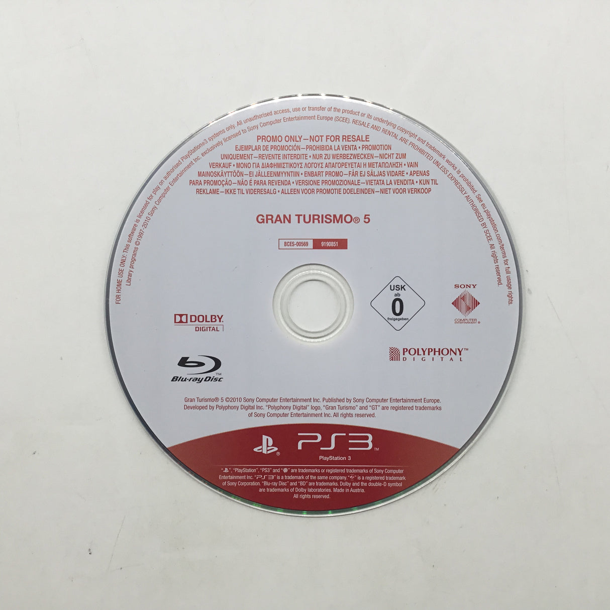 Gran Turismo 5 Promo Copy Not For Resale PS3 PlayStation 3 Game + Manual PAL