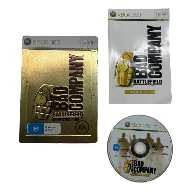 Battlefield Bad Company: Gold Edition Steelbook Xbox 360 Game + Manual-Trippy Trades
