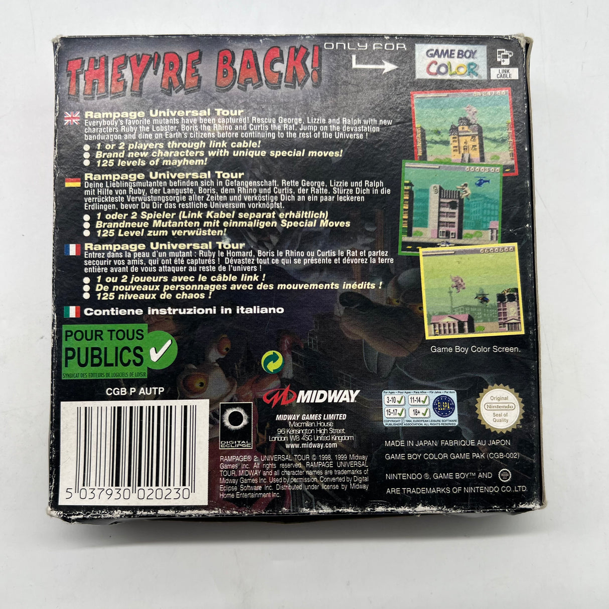 Rampage 2 Universal Tour Game Boy Color Game Boxed Complete PAL