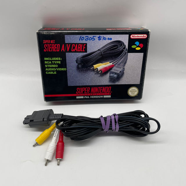 Super Nintendo Entertainment System SNES Stereo A/V AV Cable Boxed