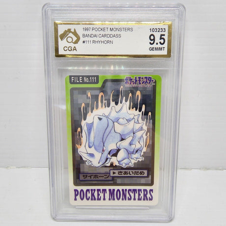 Rhyhorn Pokemon Card #111 Graded CGA 9.5 1997 Pocket Monsters Carddass - Trippy Trades 