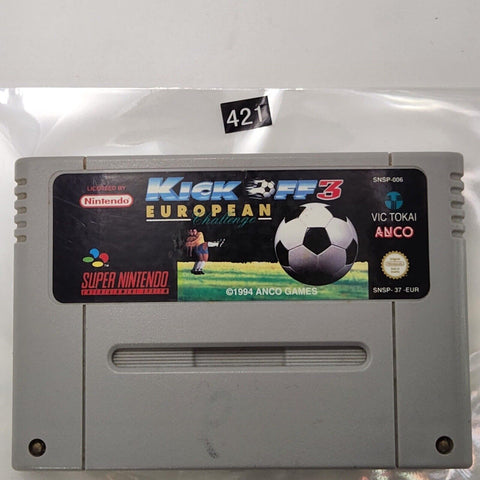 Kick Off 3 European Challenge Super Nintendo SNES Game Cartridge PAL oz421