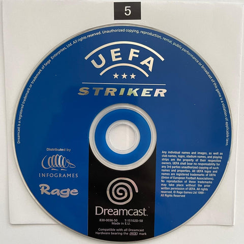 UEFA Striker Soccer Sega Dreamcast Game Disc Only
