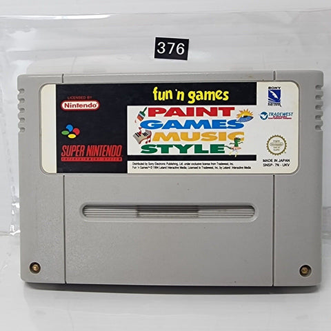 Fun’N Games Paint Games Music Style Super Nintendo SNES Game Cartridge PAL