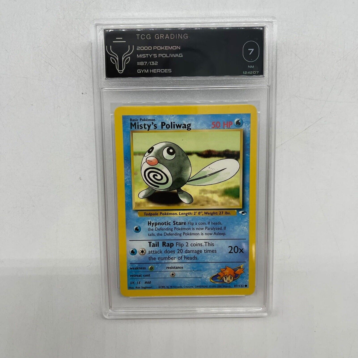 Misty's Poliwag Pokemon Card 87/132 Gym Heroes Graded TCG 7 - Trippy Trades 